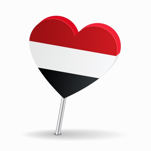 Yemeni flag heart-shaped map pointer layout vector image