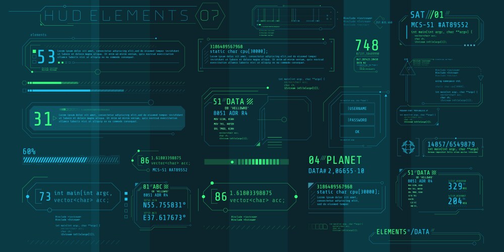 Hud and ui set elements sci fi futuristic user Vector Image
