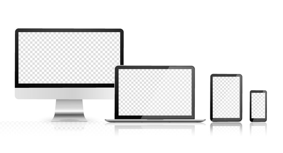 Device set with empty screen blank computer vektorbild