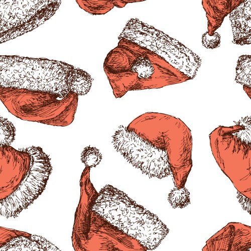 Santa Hat Seamless Pattern Vector Image