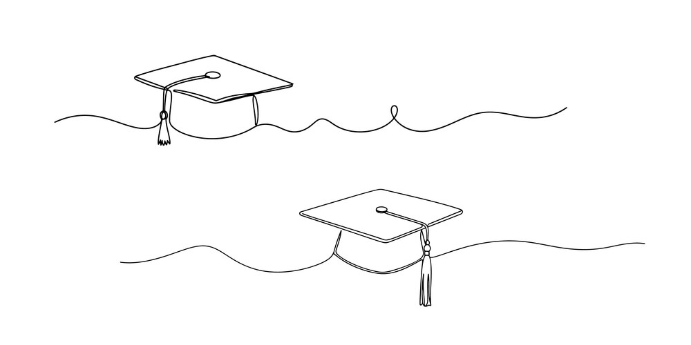 Two Graduation Caps with Tassels Vector Image