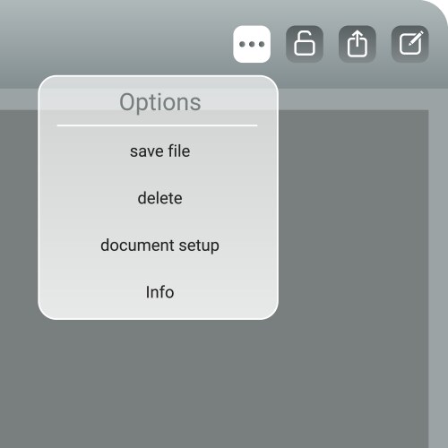 App menu interface with dropdown options vector image