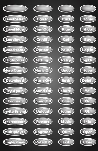 Set of text game buttons in cartoon style vektorbild