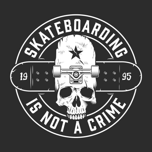 Vintage Skateboarding Skull Emblem Vector Image