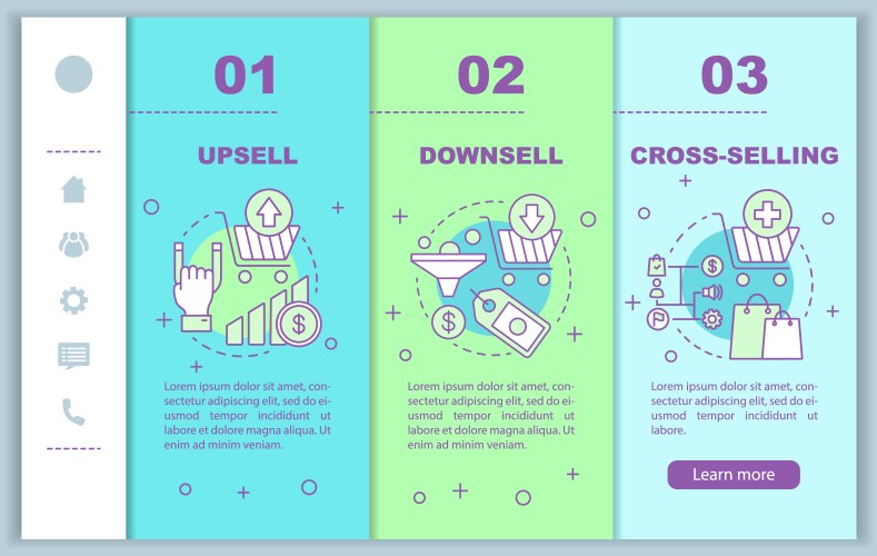 Sales methods onboarding mobile web pages template vector image
