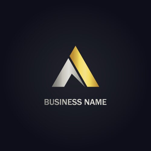 Gold triangle line stripe logo Royalty Free Vector Image