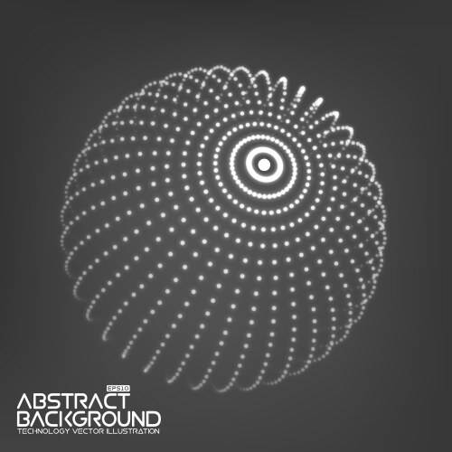 Abstract 3d illuminated distorted mesh sphere vector image