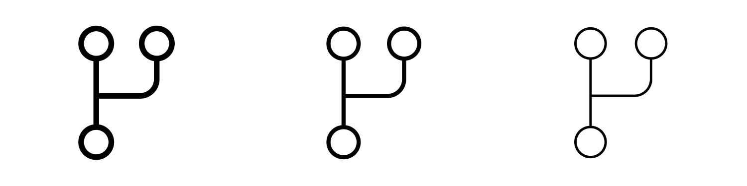 Code branch icons in three different stroke lines vector image