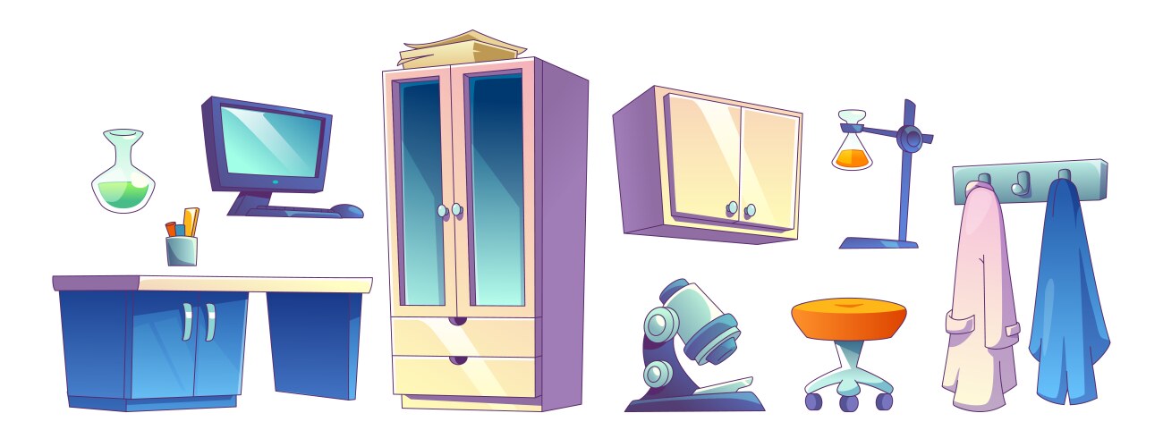 Science laboratory interior research room cartoon Vector Image