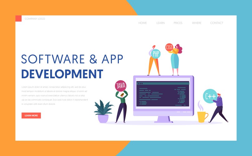 Software app development technology web page vector image