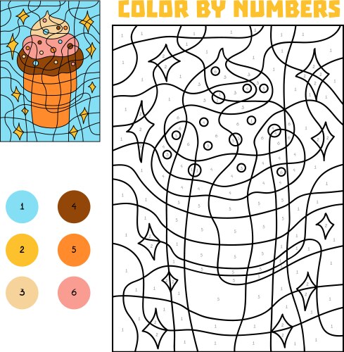 color by number ice cream vector image