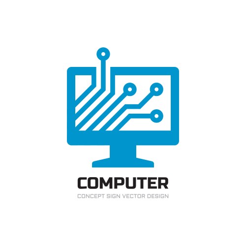 Computer network logo design monitor display vector image