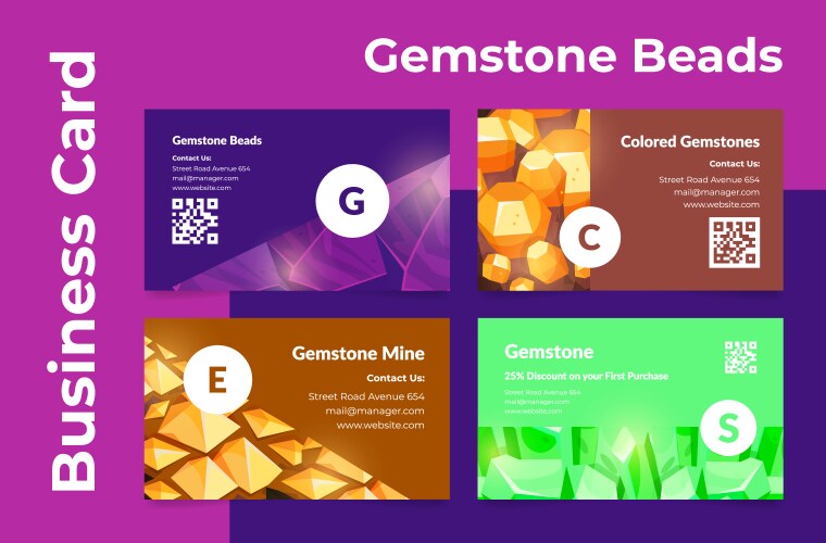 Gemstone Business Card Set Vector Image