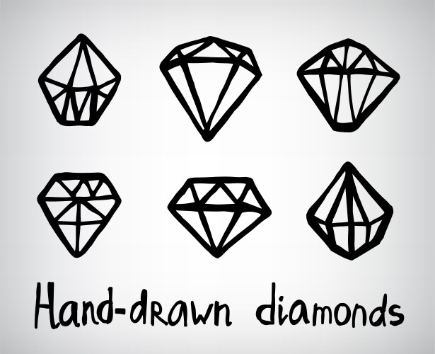 set of hand-drawn diamond icons vector image vector image