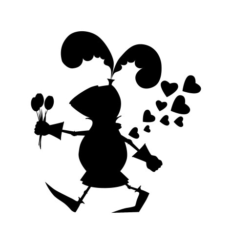 Silhouette funny knight with flowers for valentine Vector Image
