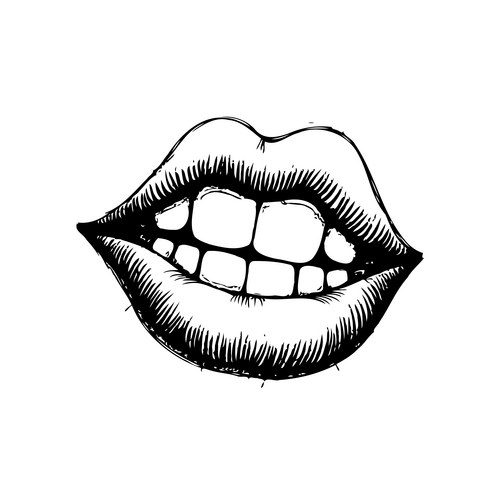 Detailed Lips and Teeth Drawing Vector Image