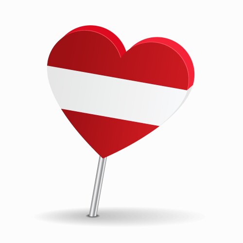 Austrian flag heart-shaped map pointer layout vector image