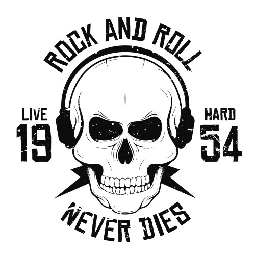 Rock Skull Headphones T-Shirt Vector Image