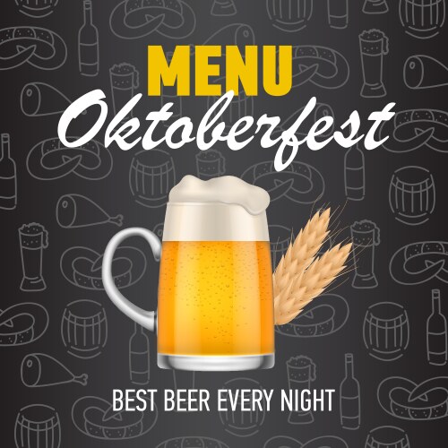 menu oktoberfest best beer every night lettering vector image