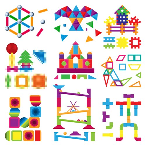 Colorful Building Blocks Set Vector Image