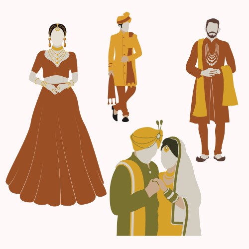 Indian wedding couple with boho style vector image