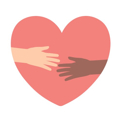 Hands hug heart shape peace concept vector image