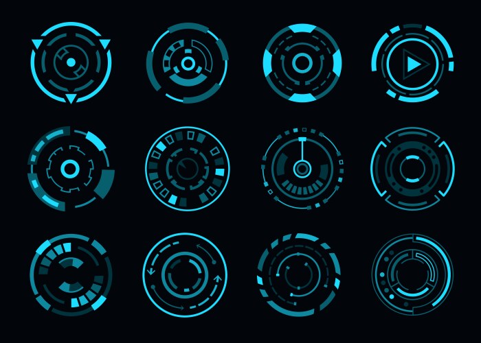 Sci-fi display circular elements hud futuristic Vector Image