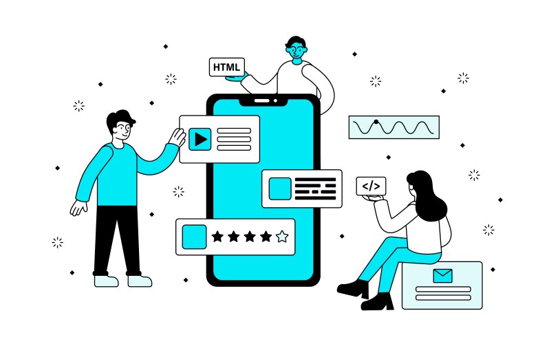 A group developers programming vektorbild