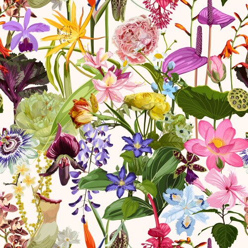 Vintage floral background - seamless pattern Vector Image
