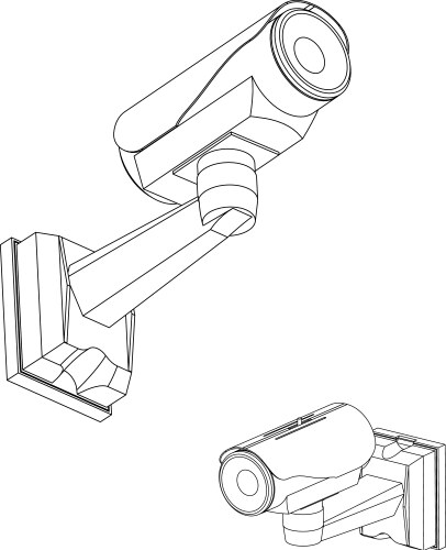 3d model of surveillance camera on a white vector image