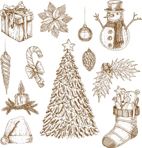 Christmas stickers set Royalty Free Vector Image