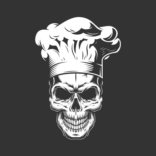 Monochrome Chef Skull Vector Image