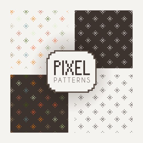 Set of seamless patterns pixel elements vector image
