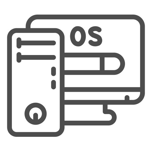 Computer and operating system line icon pcrepair vector image