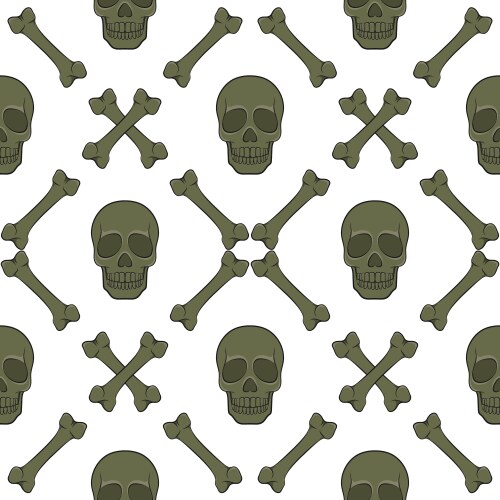 Set of seamless patterns with skull and bones vector image