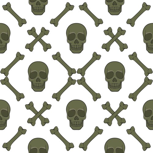 set of seamless patterns with skull and bones vector image