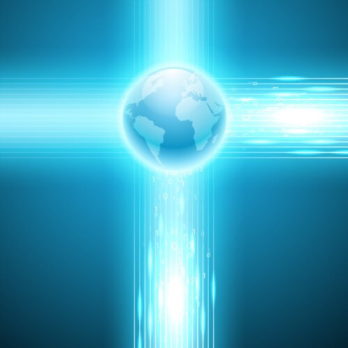 Stream of binary code to the globe vector image