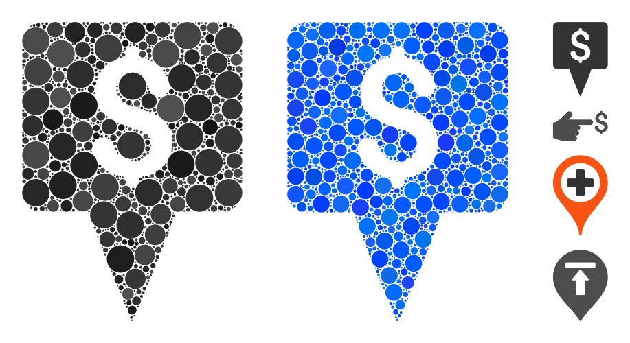 Dollar map pointer composition icon round dots vector image