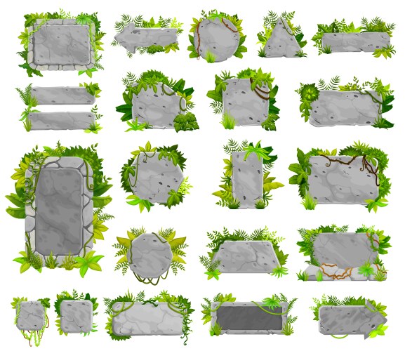 Stone Game UI Elements - Buttons & GUI vector image