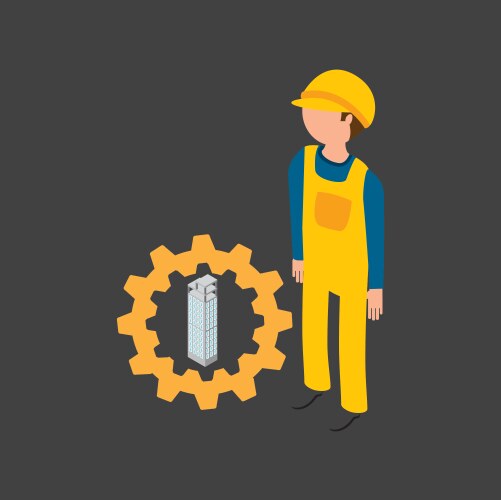 Under construction gear building design vector image