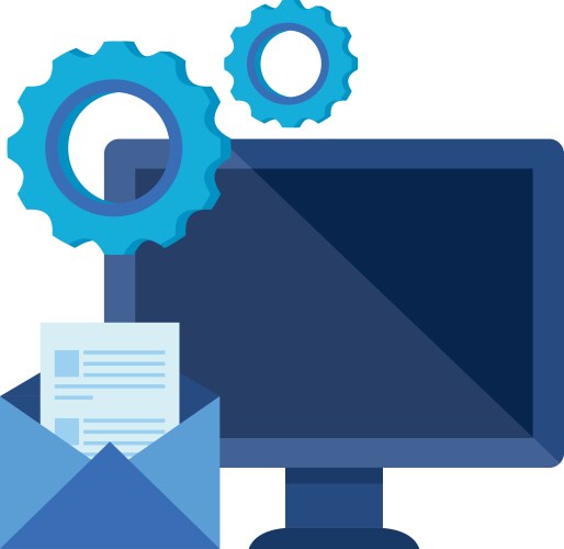 Desktop computer with envelope mail vector image