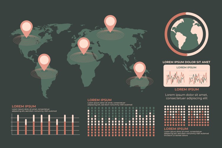 Flat design egypt map infographic Royalty Free Vector Image
