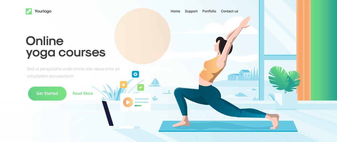 Flat modern design online yoga course vector image