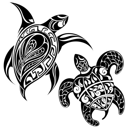 Maori style turtle tattoo Royalty Free Vector Image