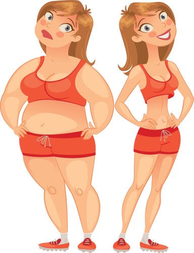 Fat and thin woman vector image