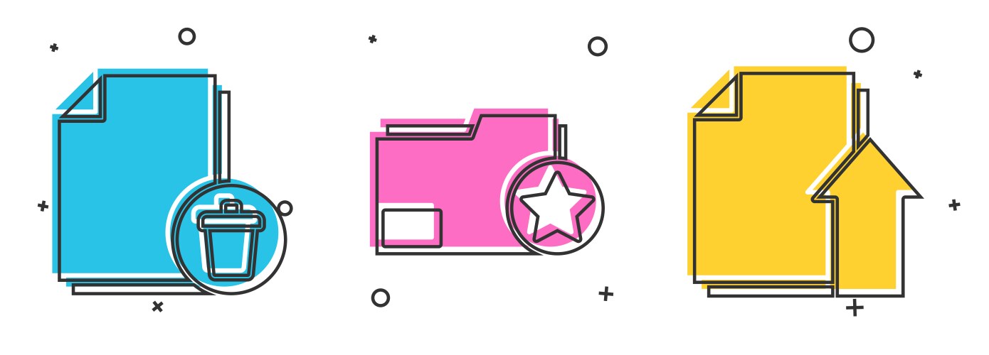 Set delete file document folder vector image
