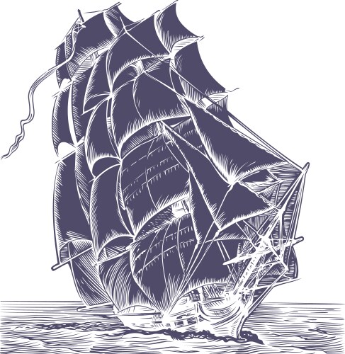 A medieval sailing ship Royalty Free Vector Image