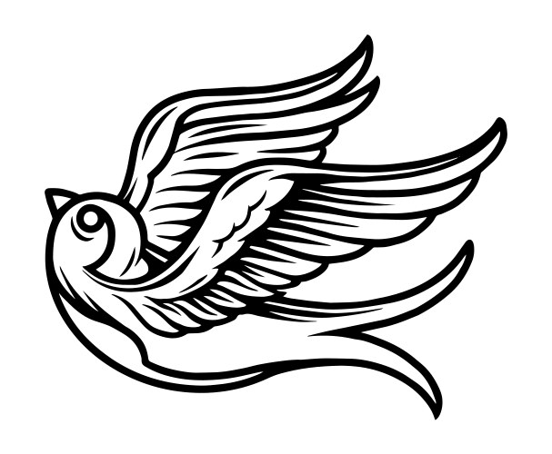 Vintage Swallow Tattoo Concept Vector Image