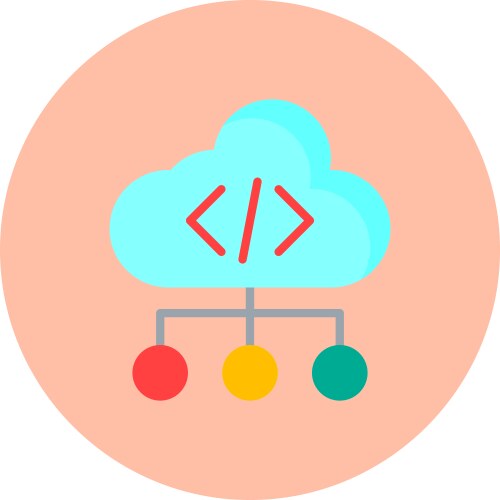 Cloud coding flat circle icon vector image