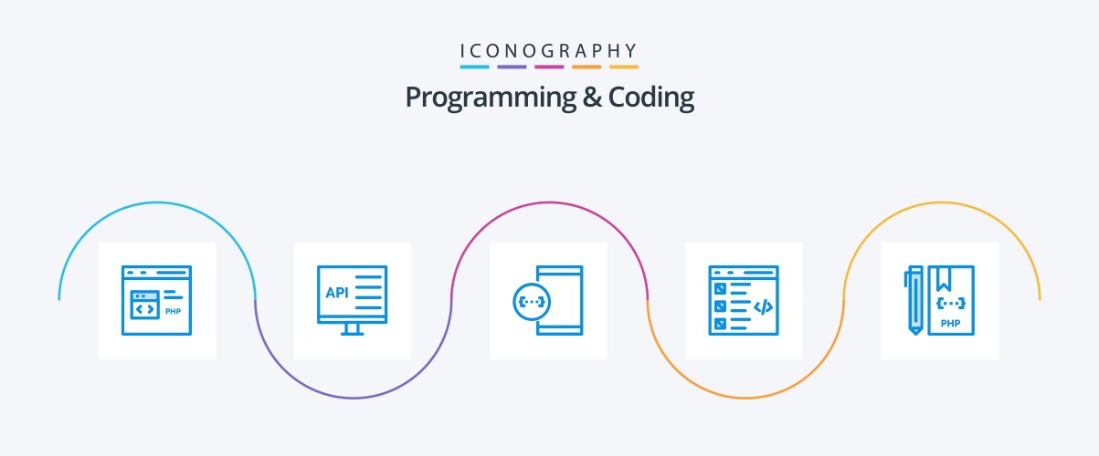 Programming and coding blue 5 icon pack including vektorbild